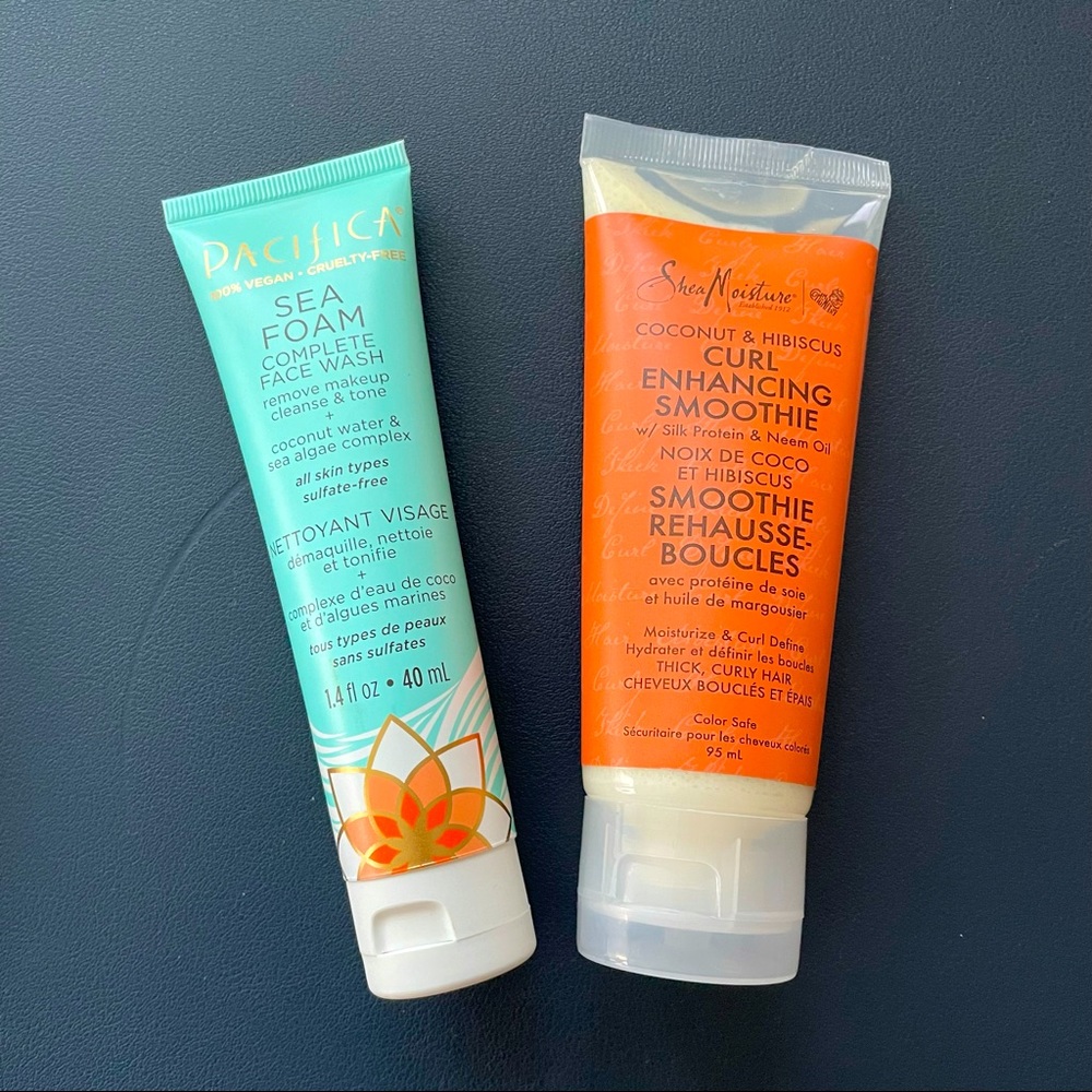 Pacifica sea foam complete face wash + Coconut&Hibiscus Curl enhancing smoothie